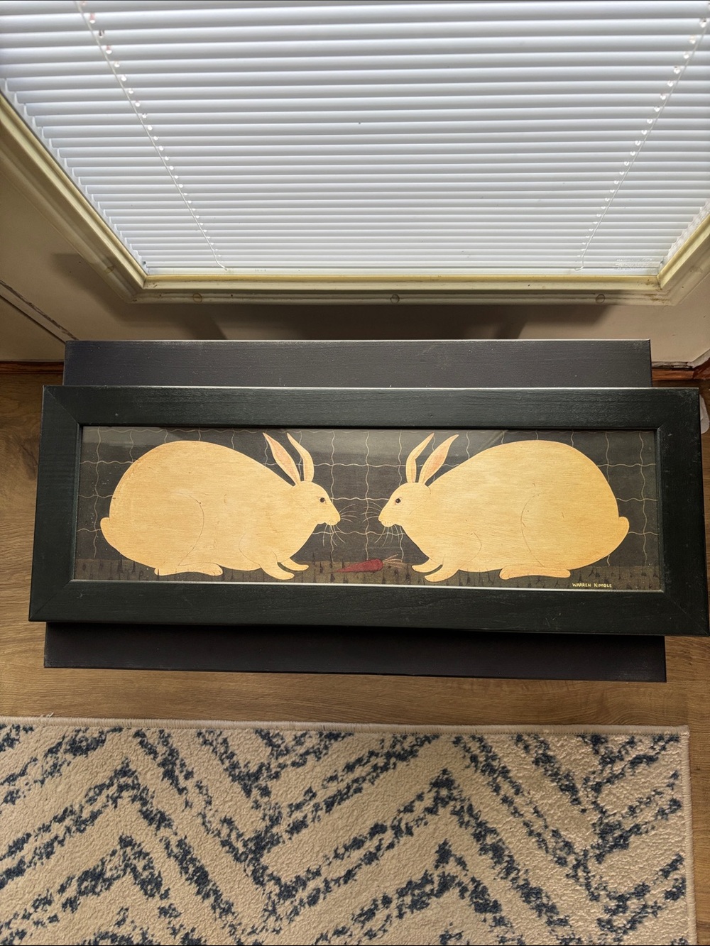 Vintage Warren Kimble Two Rabbits Framed Print